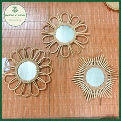 Combo 3 Gương Mây Mini Treo Tường Thiên Nhiên - Trang Trí Nhà Cửa Xinh Xắn, Đan Tay Phương Vy Decor 35cm