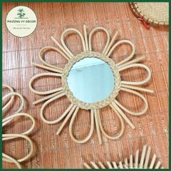 Combo 3 Gương Mây Mini Treo Tường Thiên Nhiên - Trang Trí Nhà Cửa Xinh Xắn, Đan Tay Phương Vy Decor 35cm