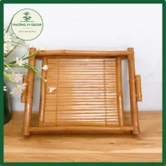 Khay Trà Tre Hun Khói - Khay Trà Trúc Già Cổ Điển Đẹp Mắt, Bền Chắc, Trang Trí Bàn Trà Phong Cách Mộc Mạc Phương Vy Decor