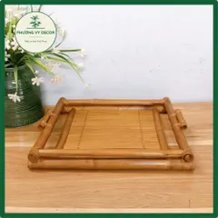 Khay Trà Tre Hun Khói - Khay Trà Trúc Già Cổ Điển Đẹp Mắt, Bền Chắc, Trang Trí Bàn Trà Phong Cách Mộc Mạc Phương Vy Decor