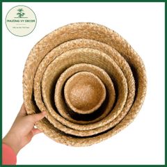 Giỏ Cói Gập Vành - Hộp Đựng Đồ Trang Trí Tự Nhiên, Thân Thiện Môi Trường, Dùng Đựng Bánh Mì và Các Loại Hạt, Phương Vy Decor