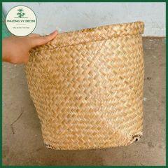 Giỏ Cói Gập Vành - Hộp Đựng Đồ Trang Trí Tự Nhiên, Thân Thiện Môi Trường, Dùng Đựng Bánh Mì và Các Loại Hạt, Phương Vy Decor