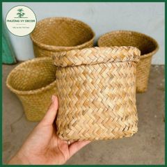 Giỏ Cói Gập Vành - Hộp Đựng Đồ Trang Trí Tự Nhiên, Thân Thiện Môi Trường, Dùng Đựng Bánh Mì và Các Loại Hạt, Phương Vy Decor