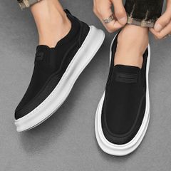 Giày Lười Nam SlipOn Thể Thao Sneaker Đen, Giày Mọi Thời Trang Mới Dễ Phối Đồ, Chất Liệu Vải Thoáng Khí, Kích Thước 39-44