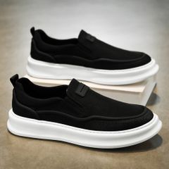 Giày Lười Nam SlipOn Thể Thao Sneaker Đen, Giày Mọi Thời Trang Mới Dễ Phối Đồ, Chất Liệu Vải Thoáng Khí, Kích Thước 39-44
