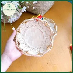 Đĩa tre hình hoa sen - Mẹt trang trí đa năng cho hạt hướng dương, bánh kẹo, cắm hoa - Sản phẩm độc đáo từ Phương Vy Decor