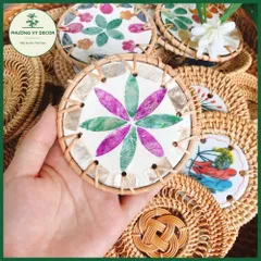 Lót Ly Mây Đan Handmade Kết Hợp Gốm Sứ - Phụ Kiện Trang Trí Bàn Ăn Sang Trọng, Quà Tặng Ý Nghĩa Việt Nam