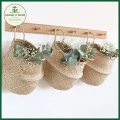 Giỏ Cói Chất Liệu Tự Nhiên - Túi Đựng Đồ Đa Năng, Trang Trí Nhà Cửa, Trồng Cây, Thân Thiện Với Môi Trường