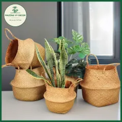 Giỏ Cói Chất Liệu Tự Nhiên - Túi Đựng Đồ Đa Năng, Trang Trí Nhà Cửa, Trồng Cây, Thân Thiện Với Môi Trường