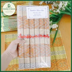 Mành tăm thổ cẩm nhiều màu - Tấm lót bàn ăn trang trí mây tre độc đáo, quà lưu niệm nghệ thuật Phương Vy Decor