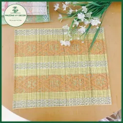 Mành tăm thổ cẩm nhiều màu - Tấm lót bàn ăn trang trí mây tre độc đáo, quà lưu niệm nghệ thuật Phương Vy Decor