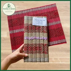 Mành tăm thổ cẩm nhiều màu - Tấm lót bàn ăn trang trí mây tre độc đáo, quà lưu niệm nghệ thuật Phương Vy Decor