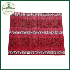 Mành tăm thổ cẩm nhiều màu - Tấm lót bàn ăn trang trí mây tre độc đáo, quà lưu niệm nghệ thuật Phương Vy Decor