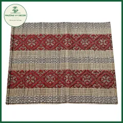 Mành tăm thổ cẩm nhiều màu - Tấm lót bàn ăn trang trí mây tre độc đáo, quà lưu niệm nghệ thuật Phương Vy Decor