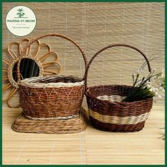 Giỏ hoa mây tự nhiên cho bé - Làn picnic, đồ chơi trang trí, phụ kiện chụp ảnh đẹp mắt, Phương Vy Deco