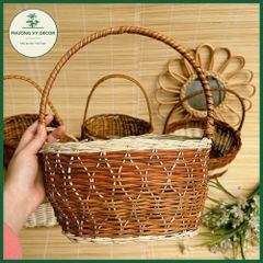 Giỏ hoa mây tự nhiên cho bé - Làn picnic, đồ chơi trang trí, phụ kiện chụp ảnh đẹp mắt, Phương Vy Deco