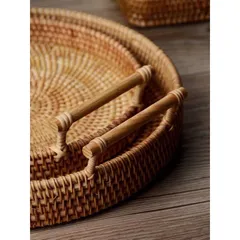 Khay Mây Tròn Đựng Bánh Mỳ và Đồ Ăn, Khay Picnic Thân Thiện Môi Trường - Decor Đẹp Mắt, Handmade tại Việt Nam
