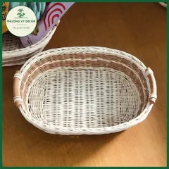 Rổ mây trắng vân nâu đựng bánh kẹo, rổ cắm hoa, giỏ picnic trang trí đa năng Phương Vy Decor