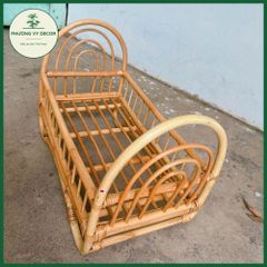 Giường Mây Tự Nhiên Cho Bé và Thú Cưng - Đồ Chơi Chụp Ảnh Thủ Công - Phương Vy Decor, Kích Thước 50x37x29cm, Màu Vàng