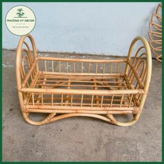 Giường Mây Tự Nhiên Cho Bé và Thú Cưng - Đồ Chơi Chụp Ảnh Thủ Công - Phương Vy Decor, Kích Thước 50x37x29cm, Màu Vàng