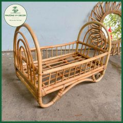 Giường Mây Tự Nhiên Cho Bé và Thú Cưng - Đồ Chơi Chụp Ảnh Thủ Công - Phương Vy Decor, Kích Thước 50x37x29cm, Màu Vàng