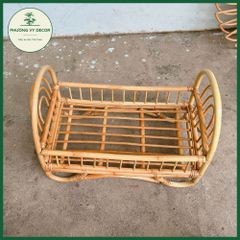 Giường Mây Tự Nhiên Cho Bé và Thú Cưng - Đồ Chơi Chụp Ảnh Thủ Công - Phương Vy Decor, Kích Thước 50x37x29cm, Màu Vàng