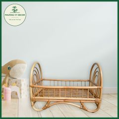 Giường Mây Tự Nhiên Cho Bé và Thú Cưng - Đồ Chơi Chụp Ảnh Thủ Công - Phương Vy Decor, Kích Thước 50x37x29cm, Màu Vàng