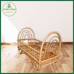 Giường Mây Tự Nhiên Cho Bé và Thú Cưng - Đồ Chơi Chụp Ảnh Thủ Công - Phương Vy Decor, Kích Thước 50x37x29cm, Màu Vàng