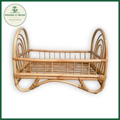 Giường Mây Tự Nhiên Cho Bé và Thú Cưng - Đồ Chơi Chụp Ảnh Thủ Công - Phương Vy Decor, Kích Thước 50x37x29cm, Màu Vàng
