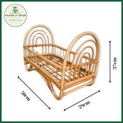 Giường Mây Tự Nhiên Cho Bé và Thú Cưng - Đồ Chơi Chụp Ảnh Thủ Công - Phương Vy Decor, Kích Thước 50x37x29cm, Màu Vàng