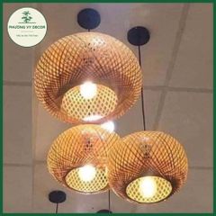 Đèn thả trần mây tre hình tròn 1 lớp - Trang trí nhà cửa, quán ăn, cafe - Handmade chất lượng cao từ tre tự nhiên