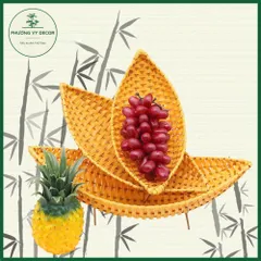 Khay Giả Mây Hình Thuyền - Đĩa Đựng Trái Cây Trang Trí Bàn Khách, Café Độc Đáo - Phương Vy Decor