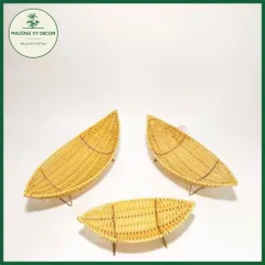 Khay Giả Mây Hình Thuyền - Đĩa Đựng Trái Cây Trang Trí Bàn Khách, Café Độc Đáo - Phương Vy Decor