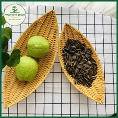 Khay Giả Mây Hình Thuyền - Đĩa Đựng Trái Cây Trang Trí Bàn Khách, Café Độc Đáo - Phương Vy Decor