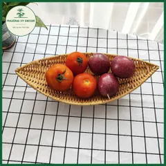 Khay Giả Mây Hình Thuyền - Đĩa Đựng Trái Cây Trang Trí Bàn Khách, Café Độc Đáo - Phương Vy Decor