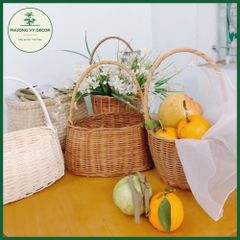 Giỏ Xách Đồ Chơi Bằng Mây Tự Nhiên - Lẵng Picnic Trang Trí Xinh Xắn Cho Bé - Phụ Kiện Chụp Ảnh Sáng Tạo Phương Vy Decor