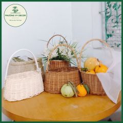 Giỏ Xách Đồ Chơi Bằng Mây Tự Nhiên - Lẵng Picnic Trang Trí Xinh Xắn Cho Bé - Phụ Kiện Chụp Ảnh Sáng Tạo Phương Vy Decor