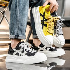 Giày Thể Thao Nam Basic Style Hottrend - Giày Thể Thao Thời Trang PU Da Nhân Tạo, Màu Xám Đen, Kích Thước 39-44