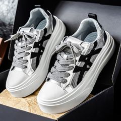 Giày Thể Thao Nam Basic Style Hottrend - Giày Sneakers Đen Xám, Da Nhân Tạo PU, Phong Cách Thời Trang, Kích Thước 39-44