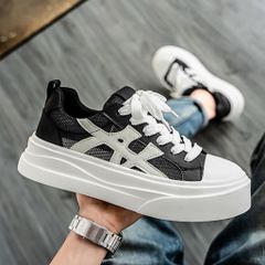 Giày Thể Thao Nam Basic Style Hottrend - Giày Sneakers Đen Xám, Da Nhân Tạo PU, Phong Cách Thời Trang, Kích Thước 39-44