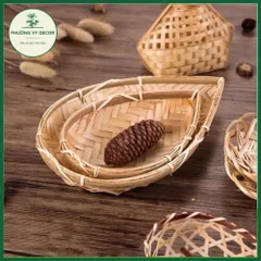 Mẹt tre hình lá trang trí đồ ăn - Đĩa đựng hạt, gia vị, phụ kiện chụp ảnh - Sản phẩm an toàn sức khỏe, kích thước đa dạng