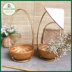 Quang Gánh Tre Trang Trí Tết - Rổ Đựng Hoa Quả Thủ Công, Phụ Kiện Chụp Ảnh, Đồ Trang Trí Độc Đáo Nhiều Kích Thước