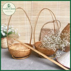Quang Gánh Tre Trang Trí Tết - Rổ Đựng Hoa Quả Thủ Công, Phụ Kiện Chụp Ảnh, Đồ Trang Trí Độc Đáo Nhiều Kích Thước