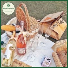 Giỏ Mây Có Nắp Trắng - Giỏ Picnic Dã Ngoại, Đựng Đồ Ăn & Trang Trí Decor Thời Trang