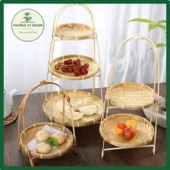 Kệ Mẹt Tre 3 Tầng Chia Đồ Trang Trí Nhà Cửa - Khay Đan Thủ Công Thẩm Mỹ Cho Không Gian Xanh