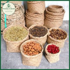 Giỏ Cói Tự Nhiên Đựng Đồ & Trồng Cây - Giỏ Đa Năng Thiết Kế Thân Thiện Với Môi Trường, Trang Trí Nhà Cửa, Nhà Hàng, Homestay