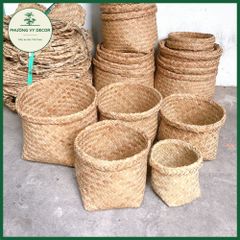 Giỏ Cói Tự Nhiên Đựng Đồ & Trồng Cây - Giỏ Đa Năng Thiết Kế Thân Thiện Với Môi Trường, Trang Trí Nhà Cửa, Nhà Hàng, Homestay