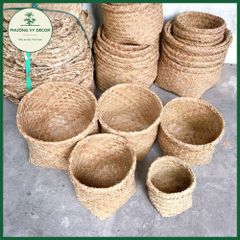 Giỏ Cói Tự Nhiên Đựng Đồ & Trồng Cây - Giỏ Đa Năng Thiết Kế Thân Thiện Với Môi Trường, Trang Trí Nhà Cửa, Nhà Hàng, Homestay