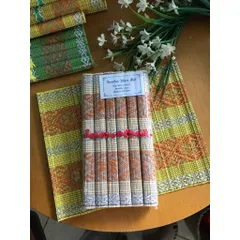 Set 6 Mành Thổ Cẩm Trang Trí Bàn Ăn - Khăn Trải Bàn Tăm Tre Họa Tiết Nhiều Màu Sắc Độc Đáo, Phụ Kiện Trang Trí Nghệ Thuật