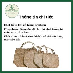 Bị Cói Handmade - Túi Có Quai Giữa Đi Chợ, Trang Trí Decor Nhà Cửa, An Toàn Cho Trẻ Em - Phương Vy Decor